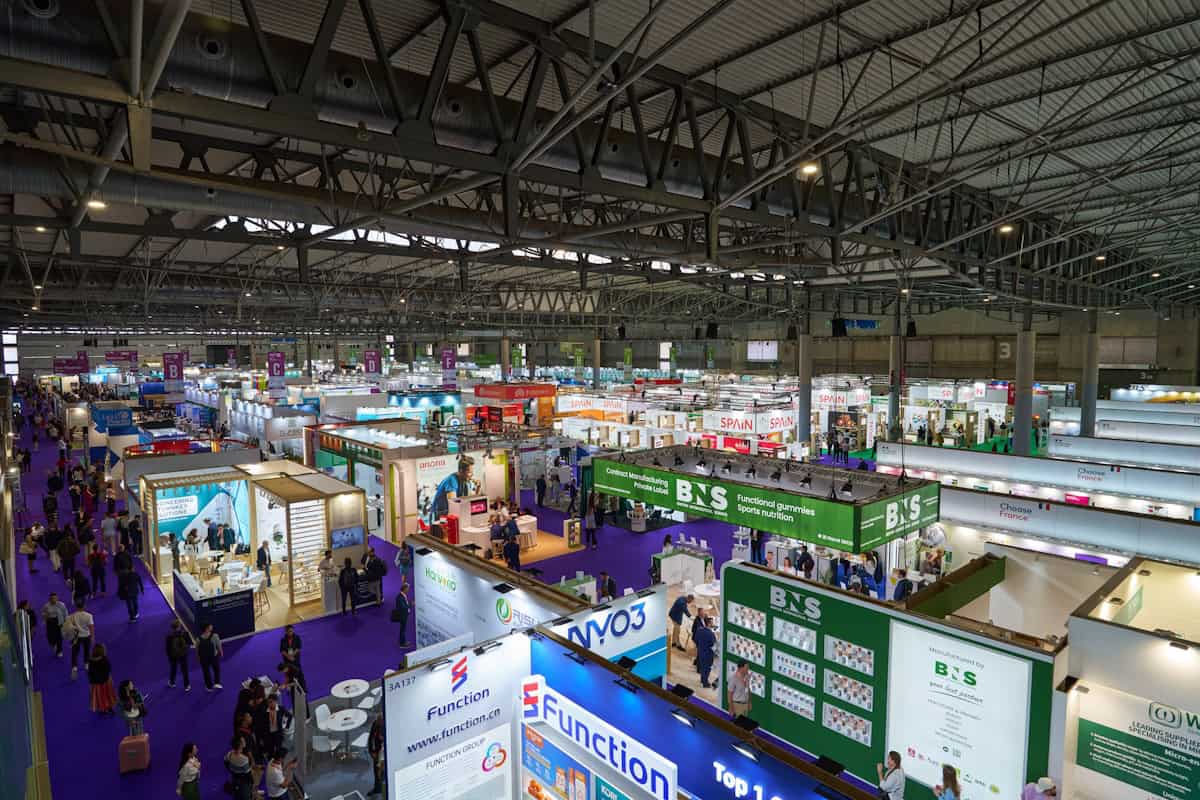 Exhibition hall with trade show booths